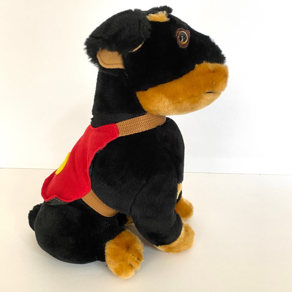 Shalom Toy Co Plush Toy Doberman/Rottweiler Puppy with Red Jacket